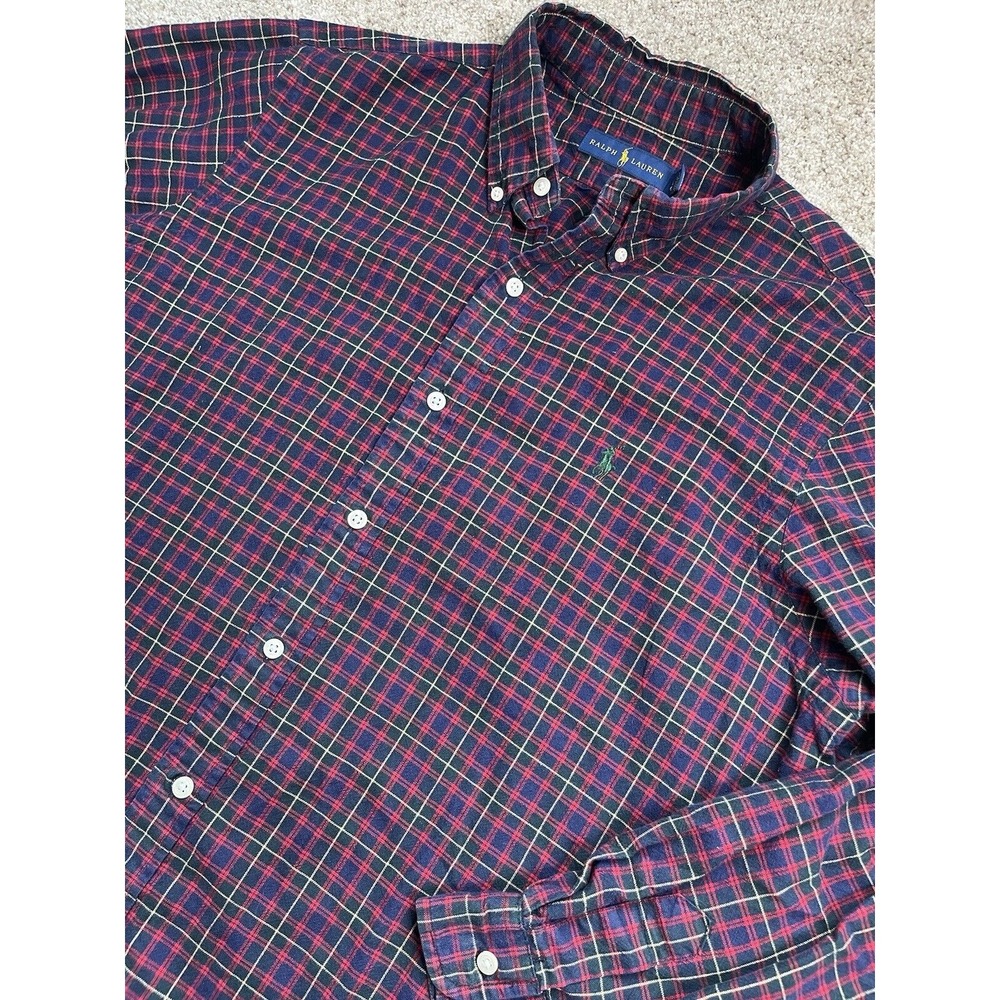 Polo Ralph Lauren Men's Shirt Button Up‎ Long Sleeve Large/L Plaid Cotton